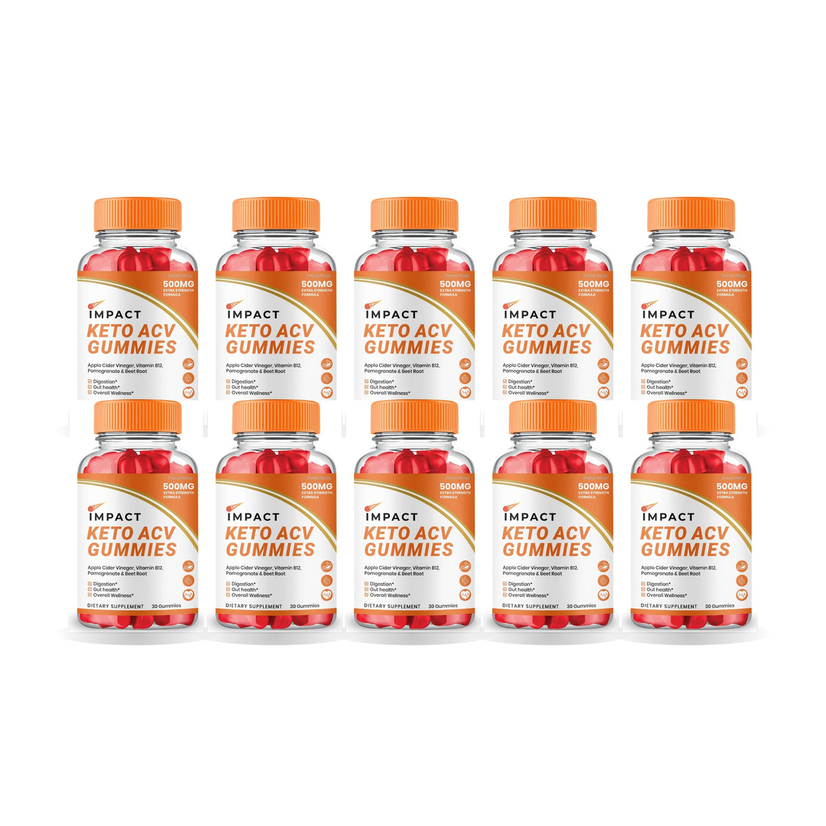 Impact Keto ACV Gummies 10 Pack – 10 bottles