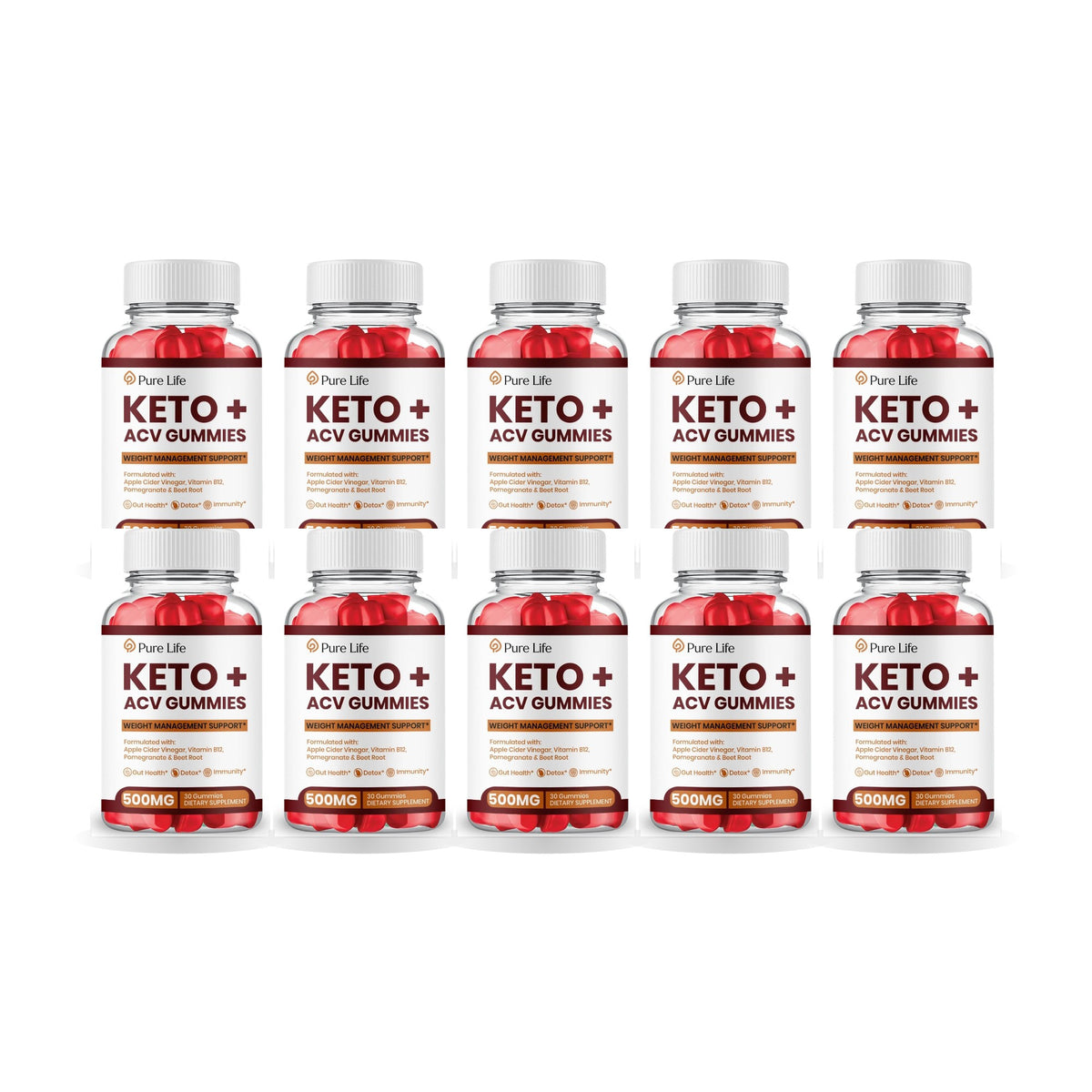 Pure Life Keto ACV Gummies 10 Pack – 10 bottles