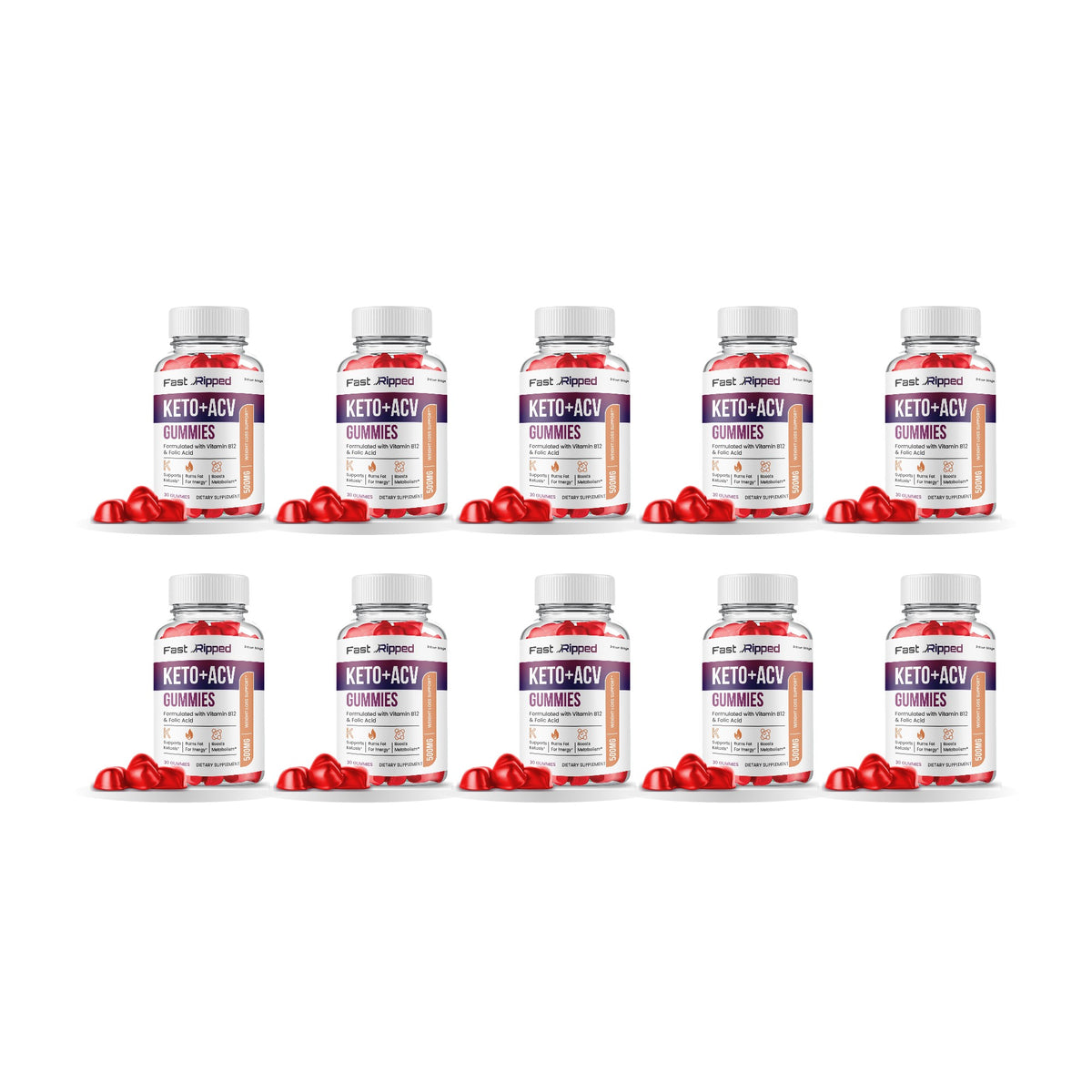 Fast Ripped Keto ACV Gummies 10 Pack – 10 bottles