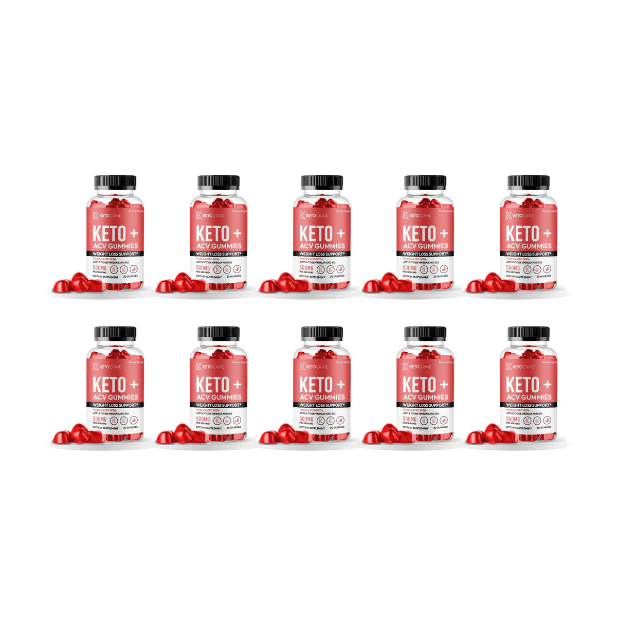 Keto Crave ACV Gummies 10 Pack – 10 bottles
