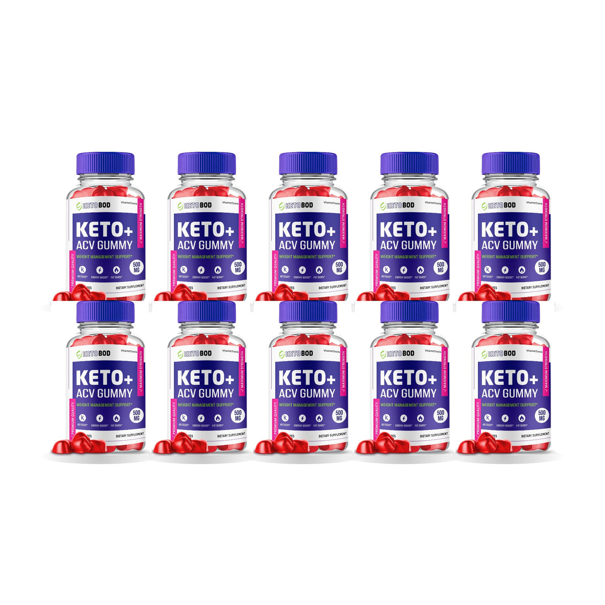 KetoBod Keto ACV Gummies 10 Pack – 10 bottles