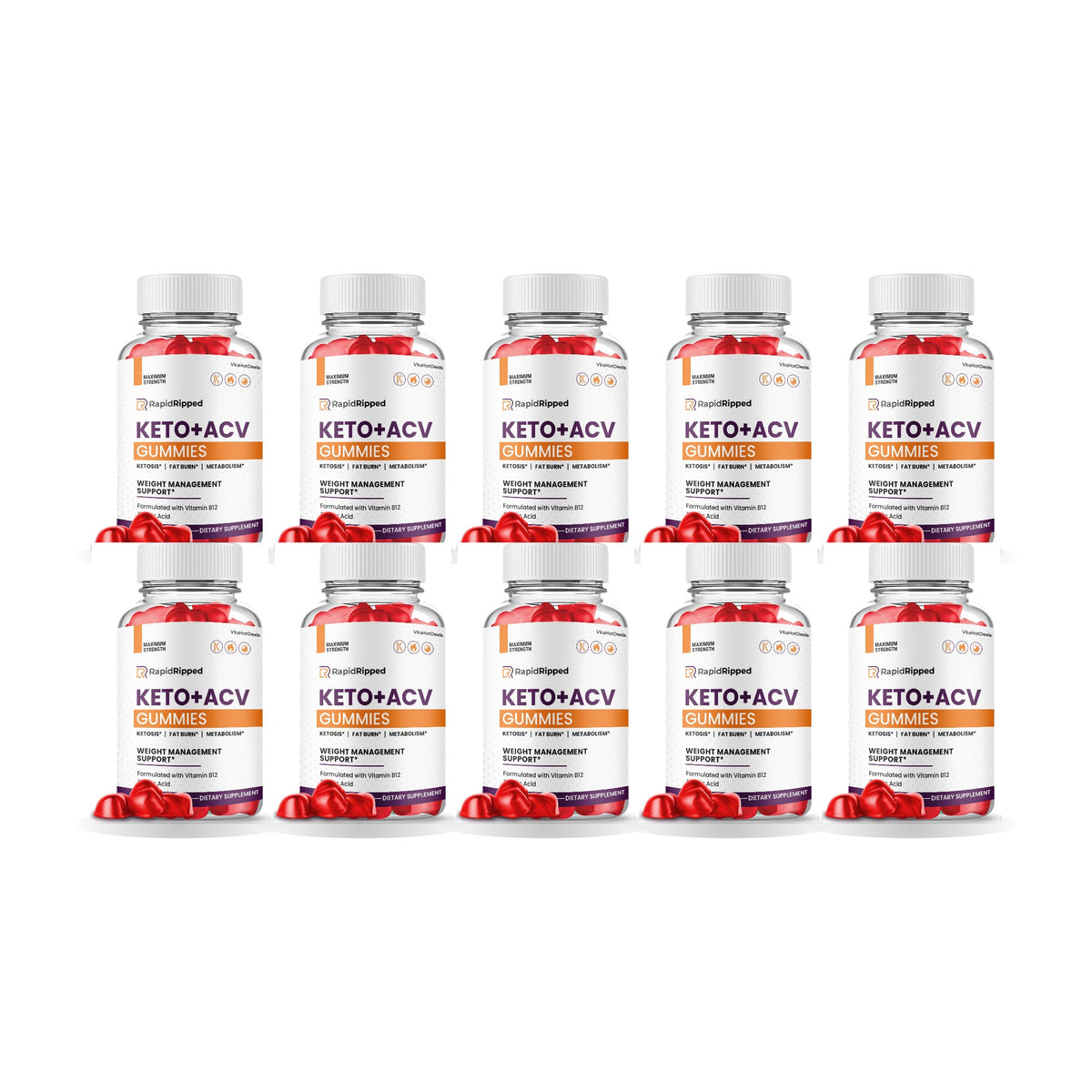 Rapid Ripped Keto ACV Gummies 10 Pack – 10 bottles