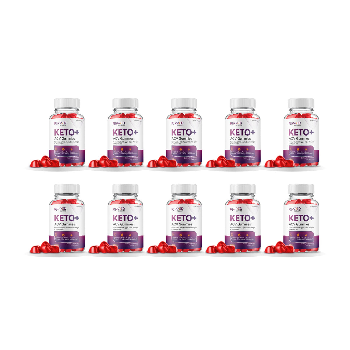 Ripped Results Keto ACV Gummies 10 Pack – 10 bottles