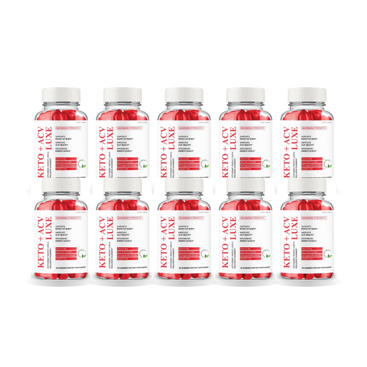 Keto Luxe ACV Gummies 10 Pack – 10 bottles