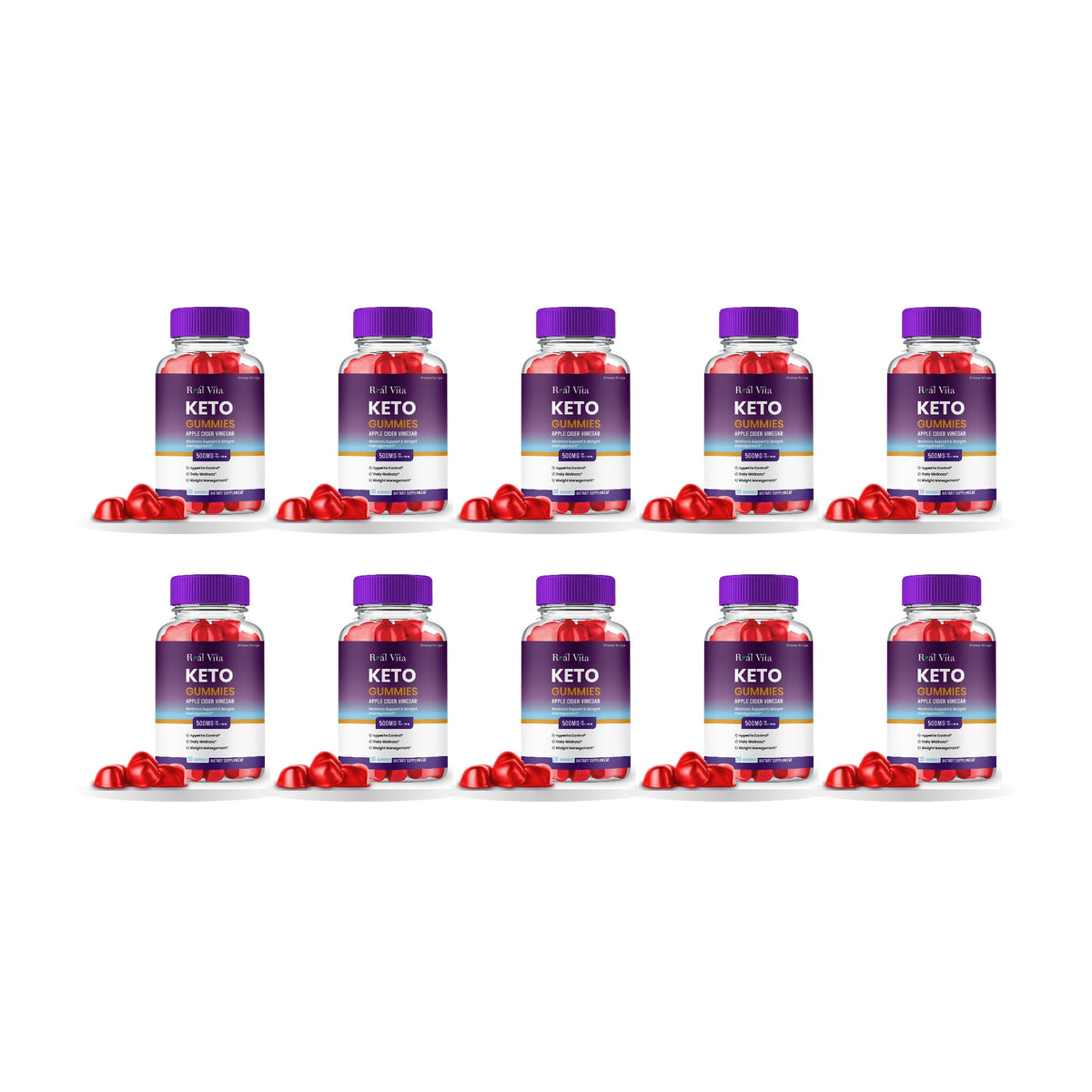Real Vita Keto ACV Gummies 10 Pack – 10 bottles