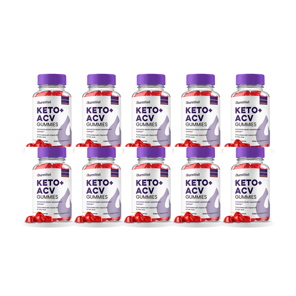 Burn Well Keto ACV Gummies 10 Pack – 10 bottles