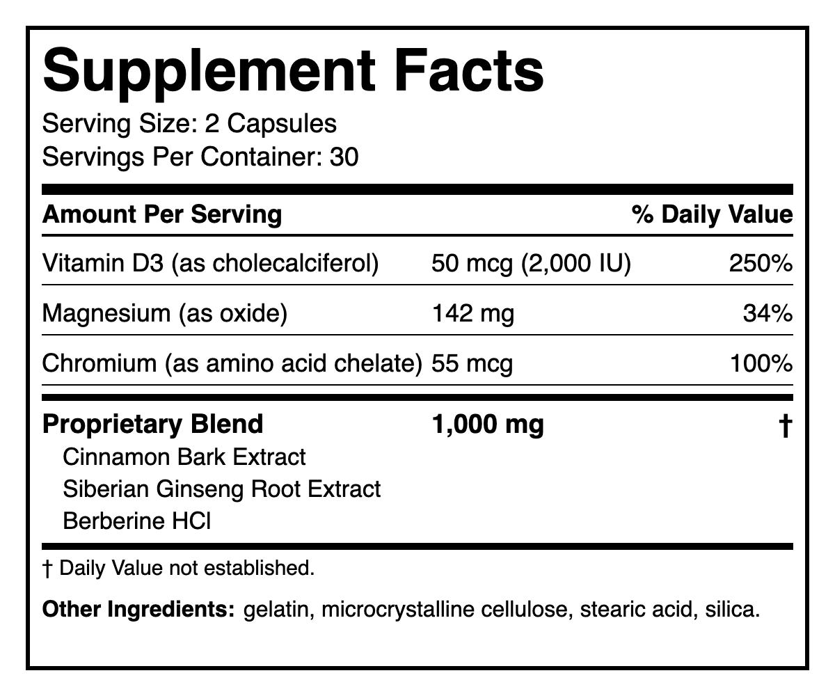 Gluco Vital Supplement Facts