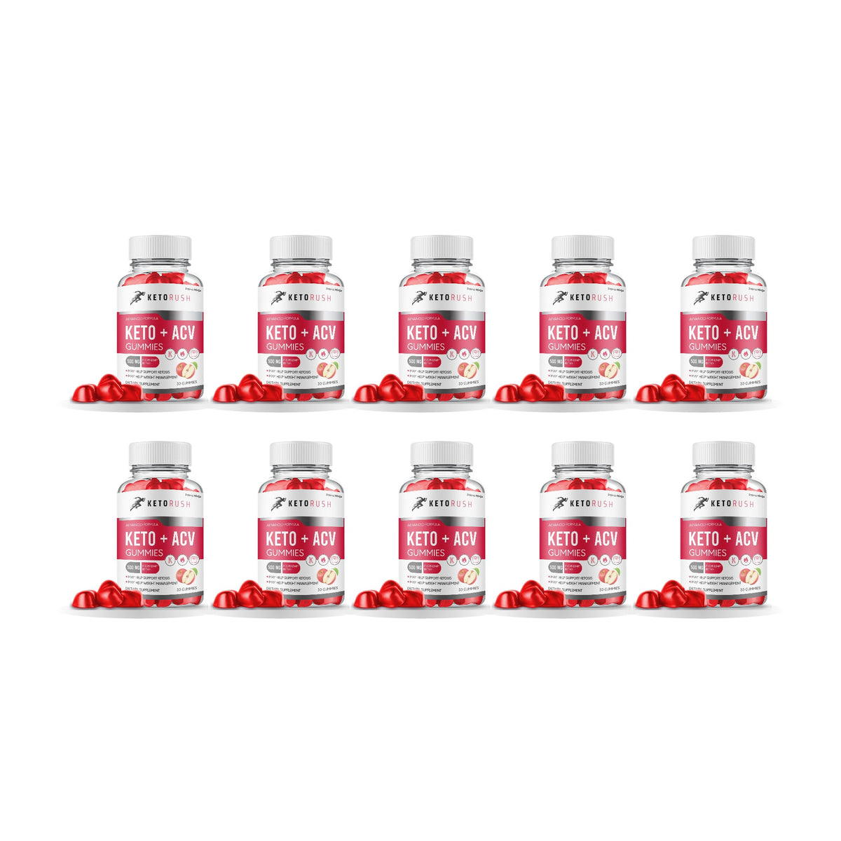 Keto Rush ACV Gummies 10 Pack – 10 bottles